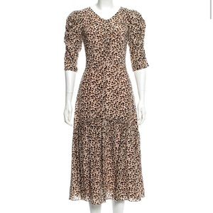 Rebecca Taylor leopard print silk midi dress